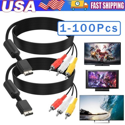 6 Feet AV to RCA Audio Video Composite Cable Cord For Sony PS1 PS2 PS3 PS3 Slim