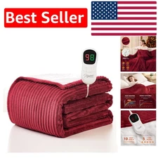 50"x60" Electric Heated Throw Blanket - 10 Levels, Auto Shut Off, Soft Sherpa