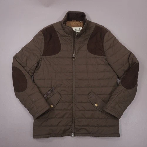 Barbour Quilted Shooting Jacket Full Zip Mens Medium Brown Pockets video thumbnail