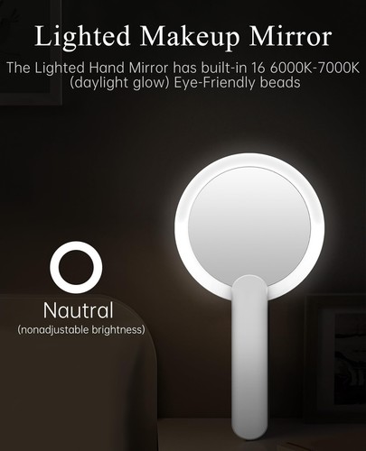 FASCINATE Handheld Mirror with Lights, 1X 10X Double Sided Magnifying Mirror ... - Picture 8 of 8