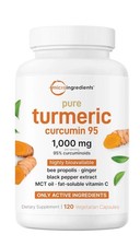 Pure Turmeric Curcumin Supplement 1000mg  95 Curcuminoids  120 Veggie Caps