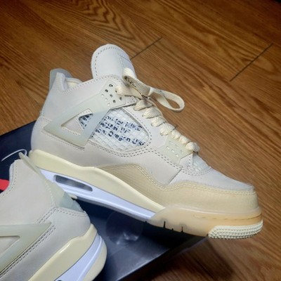 Nike Air Jordan 4 Retro x Off-White Sail CV9388-100 Women's Size 5