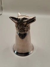 Vintage Silver-Plated Fox Head Stirrup Cup 3" 