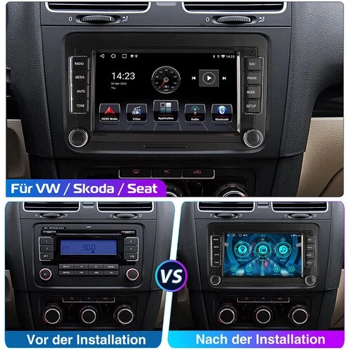 Per VW Golf 5 6 Plus Touran Caddy Jetta autoradio Android 14 Apple Carplay NAVI - Foto 14 di 22