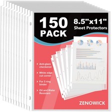 150 Pack Sheet Protectors 8.5 x 11 Clear Page for 3 150Pack,