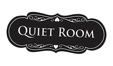  Designer Quiet Room Sign (Black/Silver) - Large (3-1/2" x 9") Black / Silver