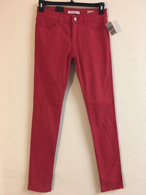 NEW Mavi Jeans Women's 27 Red Adriana Mid Rise Super Skinny Stretch Denim