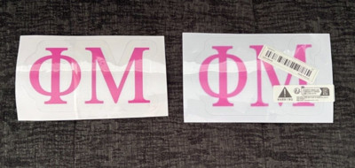 PHI MU SORORITY VINYL DECAL STICKERS-3.3 x 5.9''-SET OF 2-NEW!
