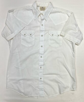 Vintage DEE CEE Brand Ranchwear White Pearl Snap Button Down Shirt Size 16.5