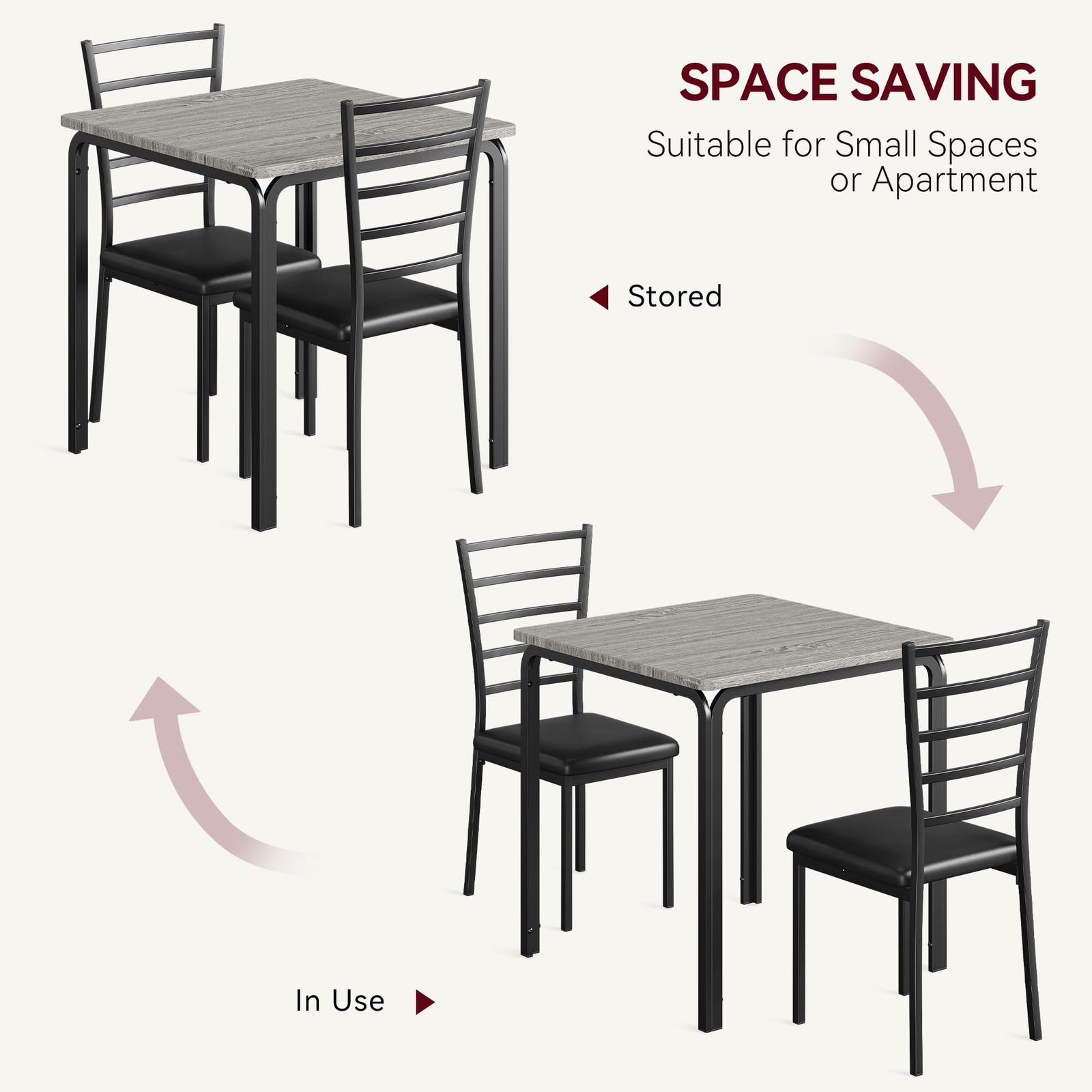 3 Piece Dining Table Set for 2,Modern Kitchen Table and Upholstered Chairs Set