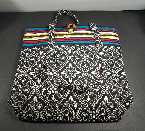 Vera Bradley Barcelona black and white hook and loop tote bag - Picture 4 of 7