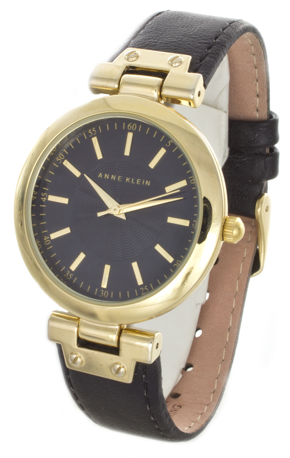 Anne Klein Women's Gold Tone Brown Leather Band Watch Ak/1646 Y121e for