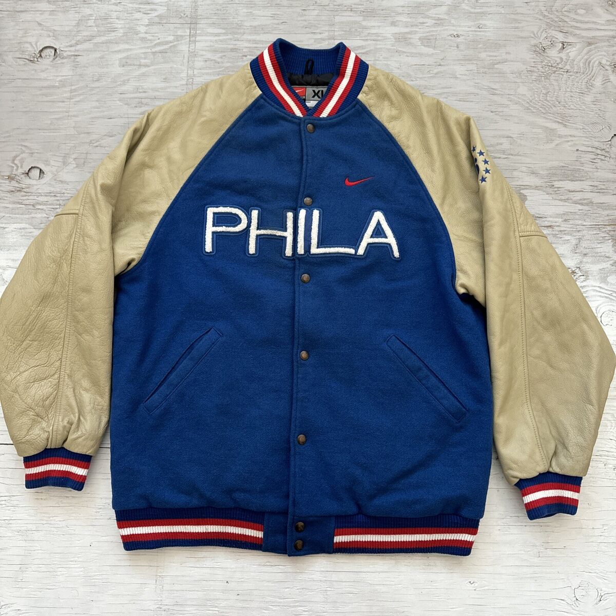 Vintage 90s Nike NBA Philadelphia 76ers Sixers Leather Vintage 90s Nike NBA Philadelphia 76ers Sixers Leather
