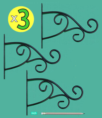 x3 PLANT HANGER BRACKETS STEEL PLANT HOOKS 9''   Hanging Garden Planter Baskets