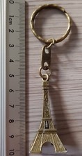 Schlüsselanhänger Keyring Schlüsselbund Paris Eiffelturm Metall Alt Gold Messing