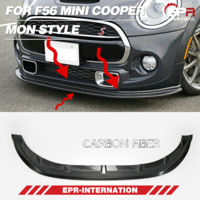 Carbon Fiber For F56 Mini Cooper Mon Style Front Bumper Lip Spoiler ...