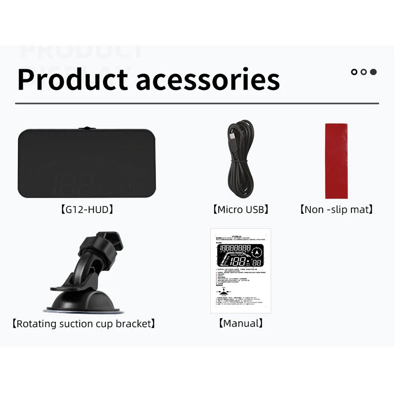 5.5" Car HUD Digital GPS Head Up Display Speedometer Overspeed Alarm w/Bracket - Image 3 of 4