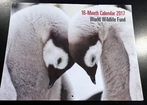 2017 World Wildlife 16 Month Photo Calendar Emperor Penguin Orangutan Panda Rhin