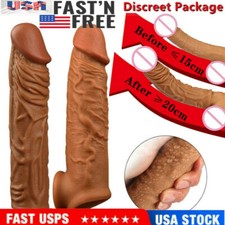 BIGGER Penis Extender Enlarger Girth Enhancer Realistic Sleeve Condom Sheath Men