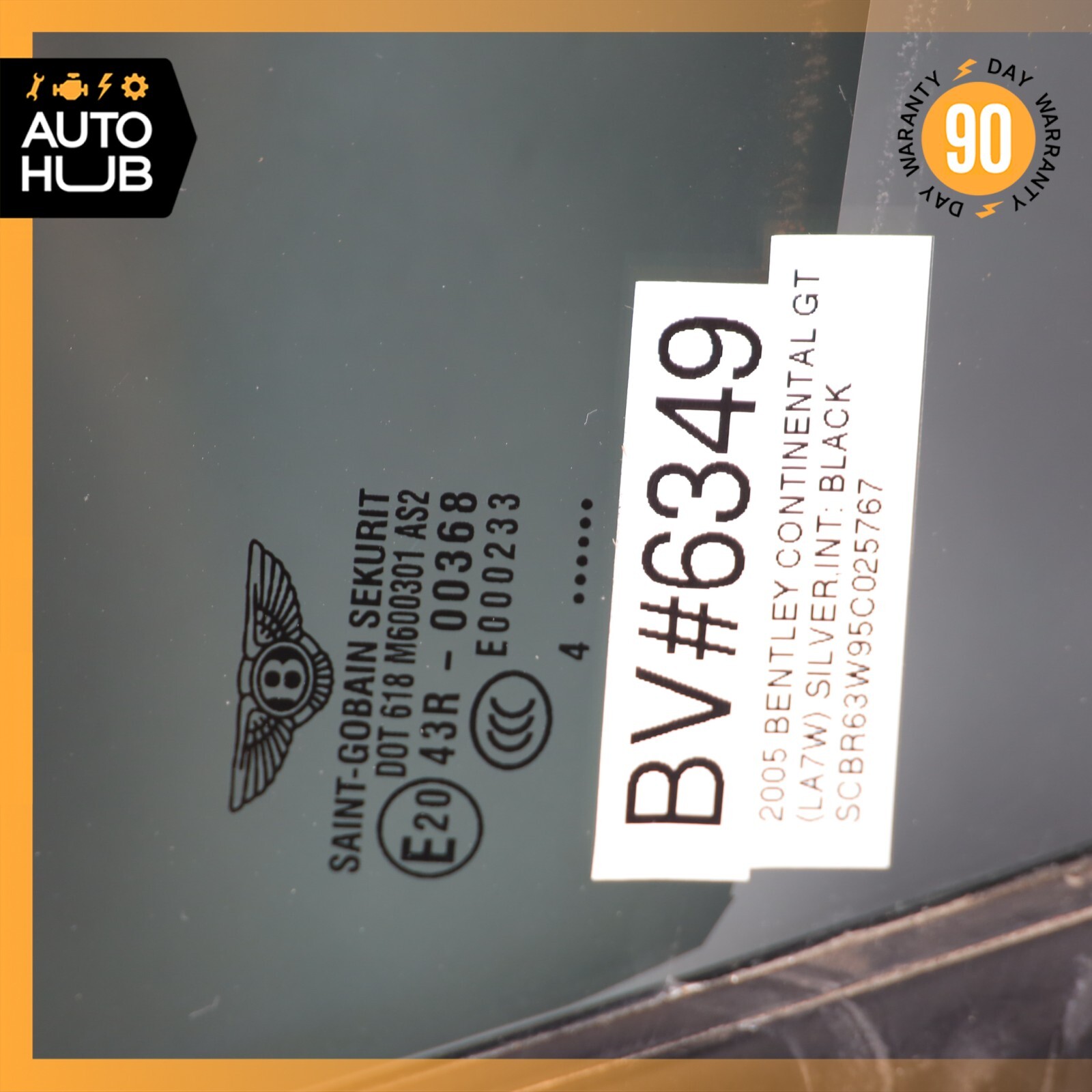 03-10 Bentley Continental GT Coupe Front Right Side Door Vent Window Glass OEM