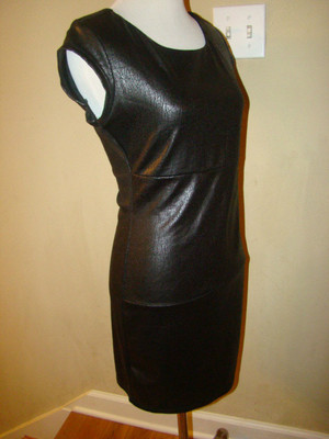 little black leather dress Cordelia Black Vegan Leather Dress Black / XSmall