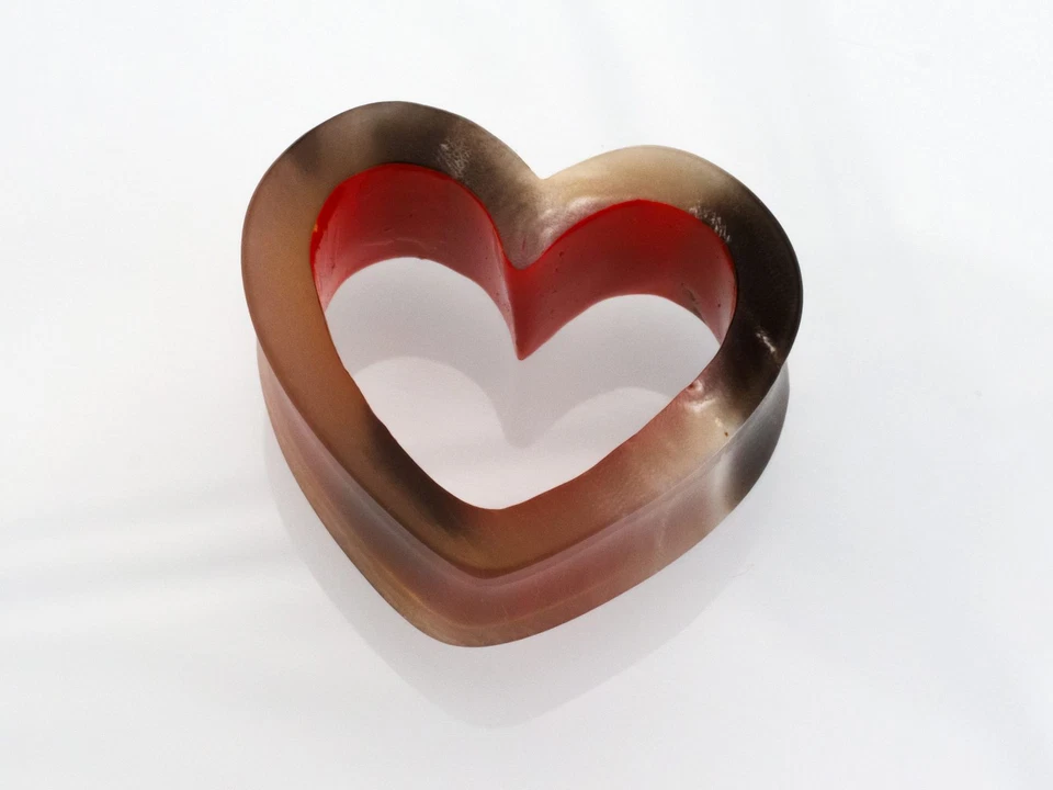 Herz Horn Flesh Tunnel Ohr Plug Piercing Schmuck Ohr Dehner Expander Braun Rot - Bild 2 von 4