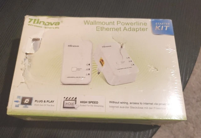 7inova Wallmount Power line Ethernet Adapter Kit