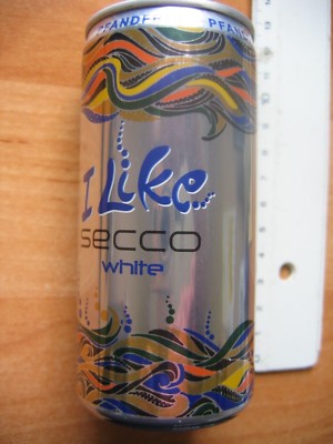 Tin empty aluminium tin can 200 ml I like secco white sparkling wine Peter Mertes
