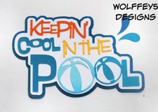 CRAFTECAFE POOL KID VACATION TITLE premade paper piecing scrapbook DIECUT KID