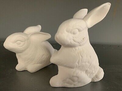 Easter Bunny Rabbit Thatched Roof Cottage KIT windows cut out and light unpainted ceramic bisque ready to be painted