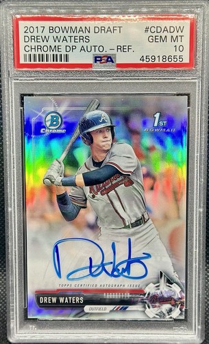 PSA 10 Drew Waters 2017 Bowman Chrome Draft Refractor Signature AUTO MLB Rookie - Afbeelding 1 van 2