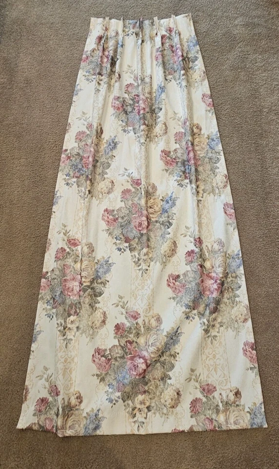 Cortinas vintage Sears victorianas Shabby Chic MCM plisadas florales beige 2 paneles Foto 4 de 4