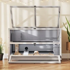 COZIWOW Wooden Hamster Cage Mouse Cage for Pet Mice w/ Wheels Hideout Tunnels