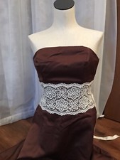 WOMAN s Formal strapless Evening Gown Prom Bridesmaid Brown, lace lined, Unique