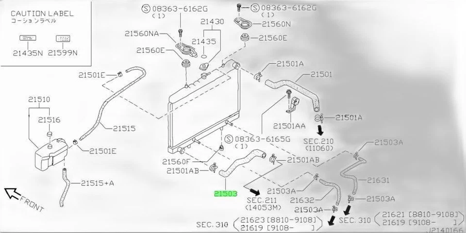 MANGUERA-RADIADOR ORIGINAL NISSAN, INFERIOR 21503 - 85E00 Foto 3 de 3
