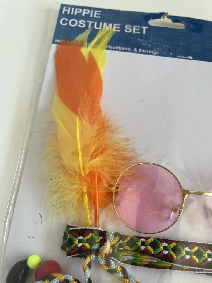Jacobson Hat Company Hippie Costume Set Glasses Headband Earrings - Image 2 of 4