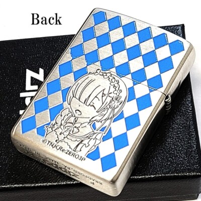 Zippo Re:Zero Rem Silver Blue Etching 2 Sided Processing Lighter Regular