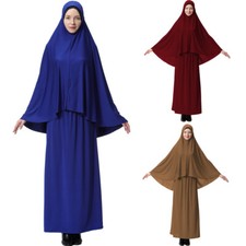 Islamic Arabic Women Prayer Abaya Kaftan Dress Ramadan Eid Hijab Long Skirt Robe