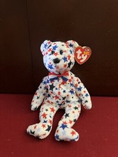 Ty Beanie Baby The “Red White & Blue” Bear with 10 Year Tags RARE RETIRED