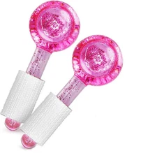 Beauty Crystal Ice Globes for Facials, 2-Pack Pink Facial Roller Balls, New