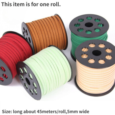 1 Rolle 45 Meter 5mm Kunstleder Wildleder Kordel Flach Mikrofaser Schnur Basteln