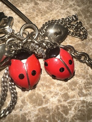 JUICY COUTURE ROYAL SAFETY PIN/ BAG CHARM/ FOB KEYCHAIN LADYBUG