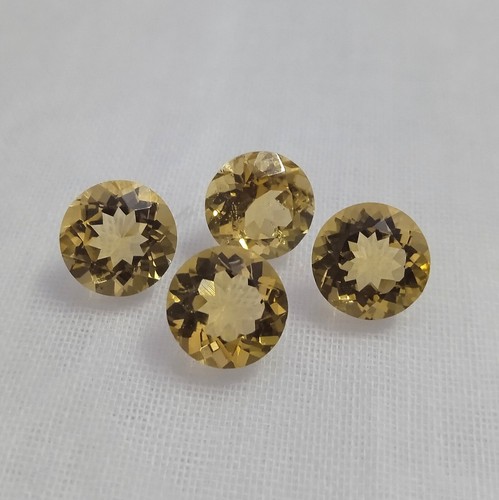 7 Ct 8x8 MM Natural Faceted Golden Yellow Citrine Cut Round Shape 4 Piece Lot - Picture 4 of 24