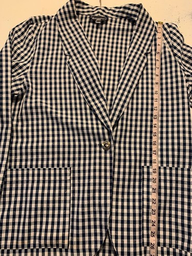 Vintage Requirements Blazer Women's Size 14 Blue Buffalo Plaid - Picture 9 of 10