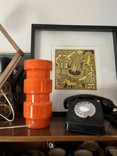 Vintage Orange Glass Table Lamp (Habitat Fitz Style) MCM Space Age Retro