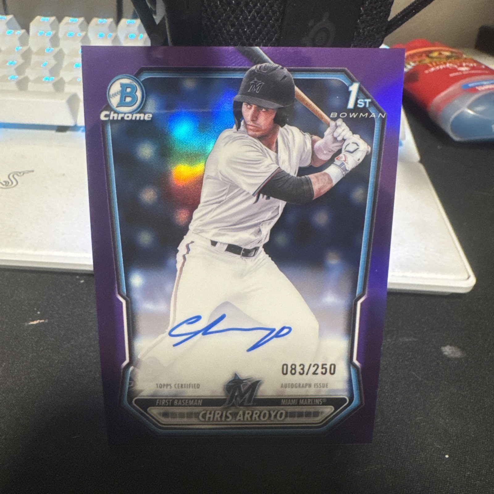 2026 Bowman Chrome Chris Arroyo 1st Bowman Purple Auto /250 Miami Marlins