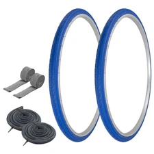 PRO+ TIRES 700 x 28 Blue G-5013 W/ HEAVYDUTY TUBES & RIM STRIPS 33mm Presta Valv