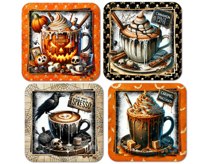 4er Set Halloween Kaffees Hochglanz Getränke Tee Kaffee Untersetzer