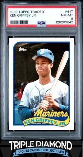 1989 Topps Traded #41T Ken Griffey Jr. Rookie RC Mariners PSA 8 NM-MT W168