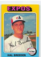 1975 Topps #341 Hal Breeden - Montreal Expos NM-MT OR BETTER